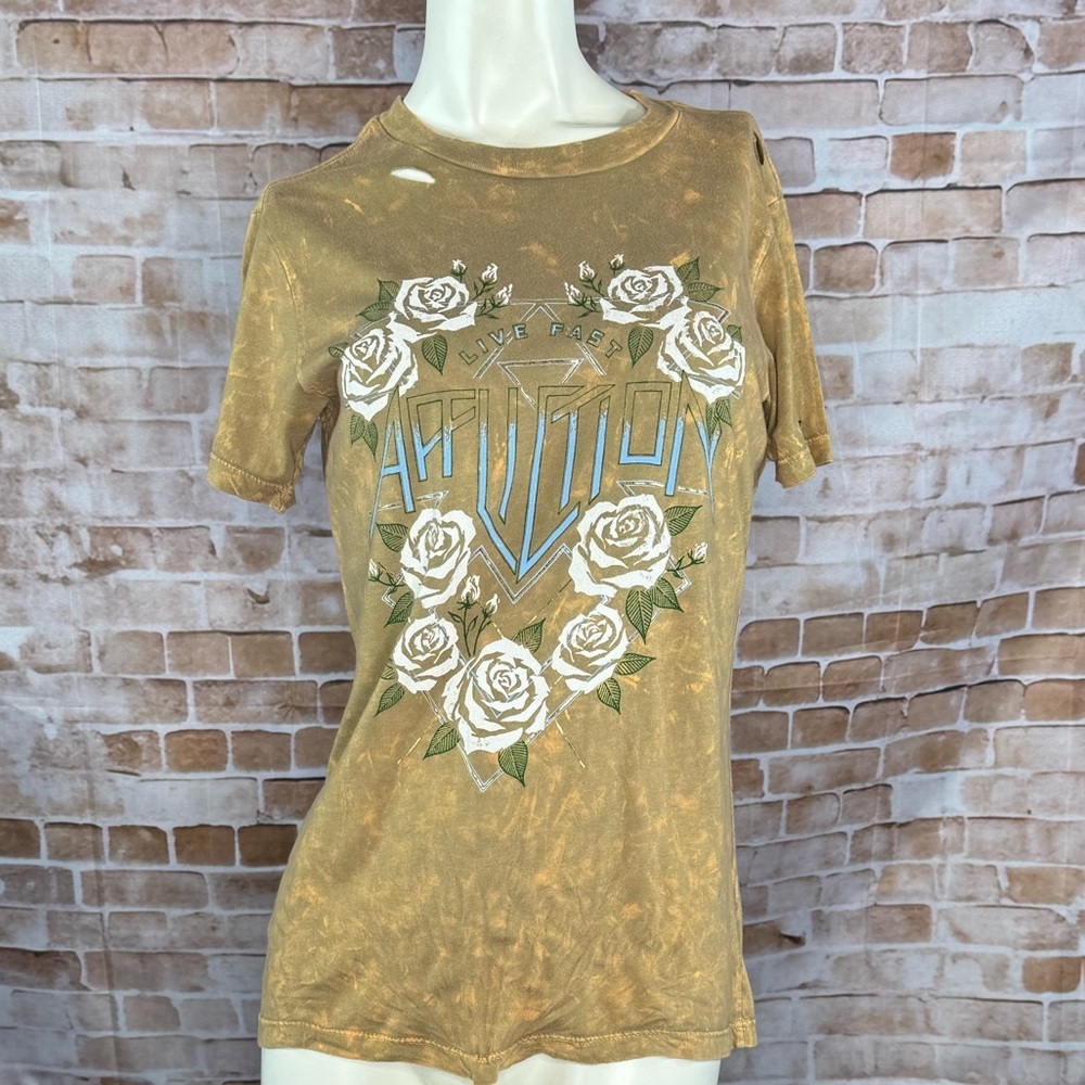 Affliction Women’s Graphic Short Sleeve Distressed T-Shirt- S / 2XL -NWT